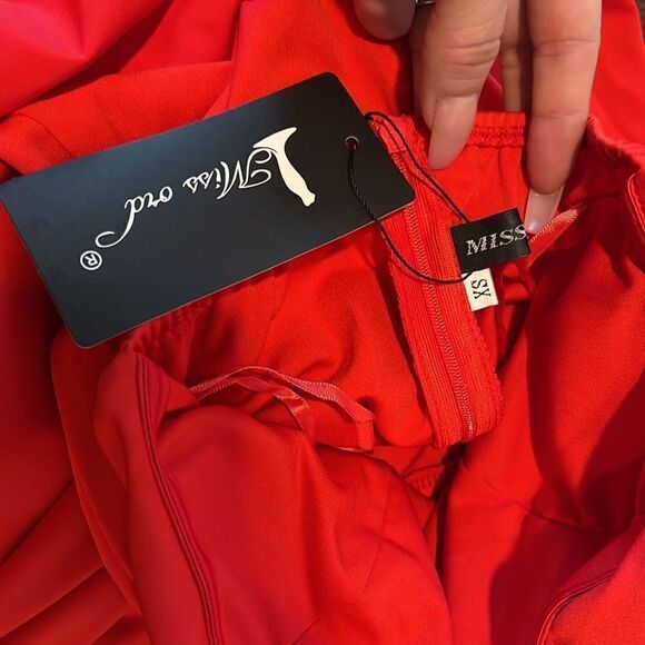 Miss ord Strapless Asymmetric Slit Front Sweetheart Wedding  Red Dress - Picture 15 of 16